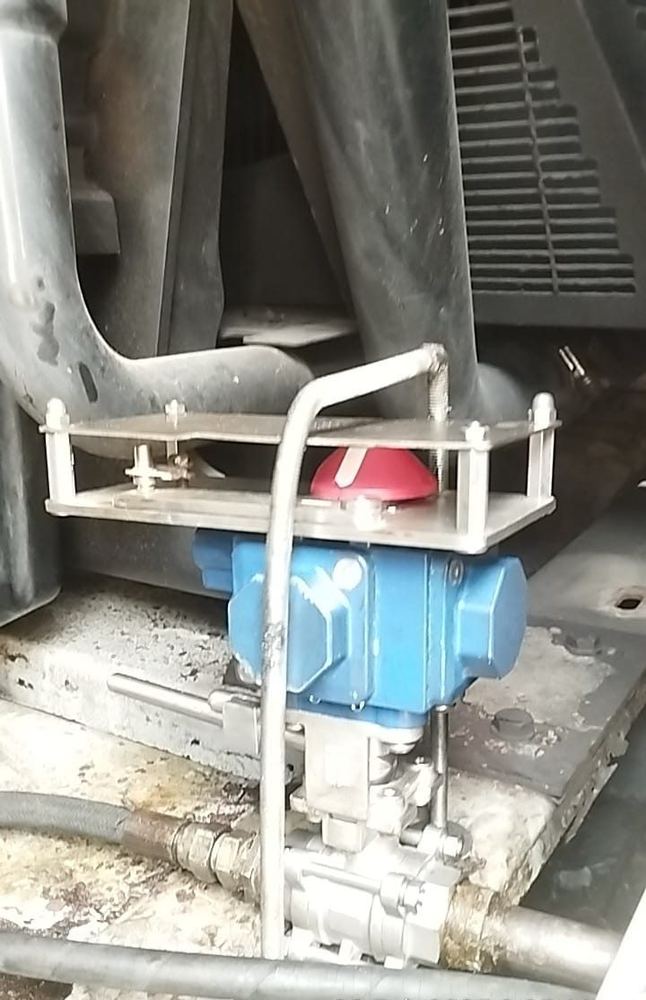 Newly installed fusible link valve assembly on fuel pipework